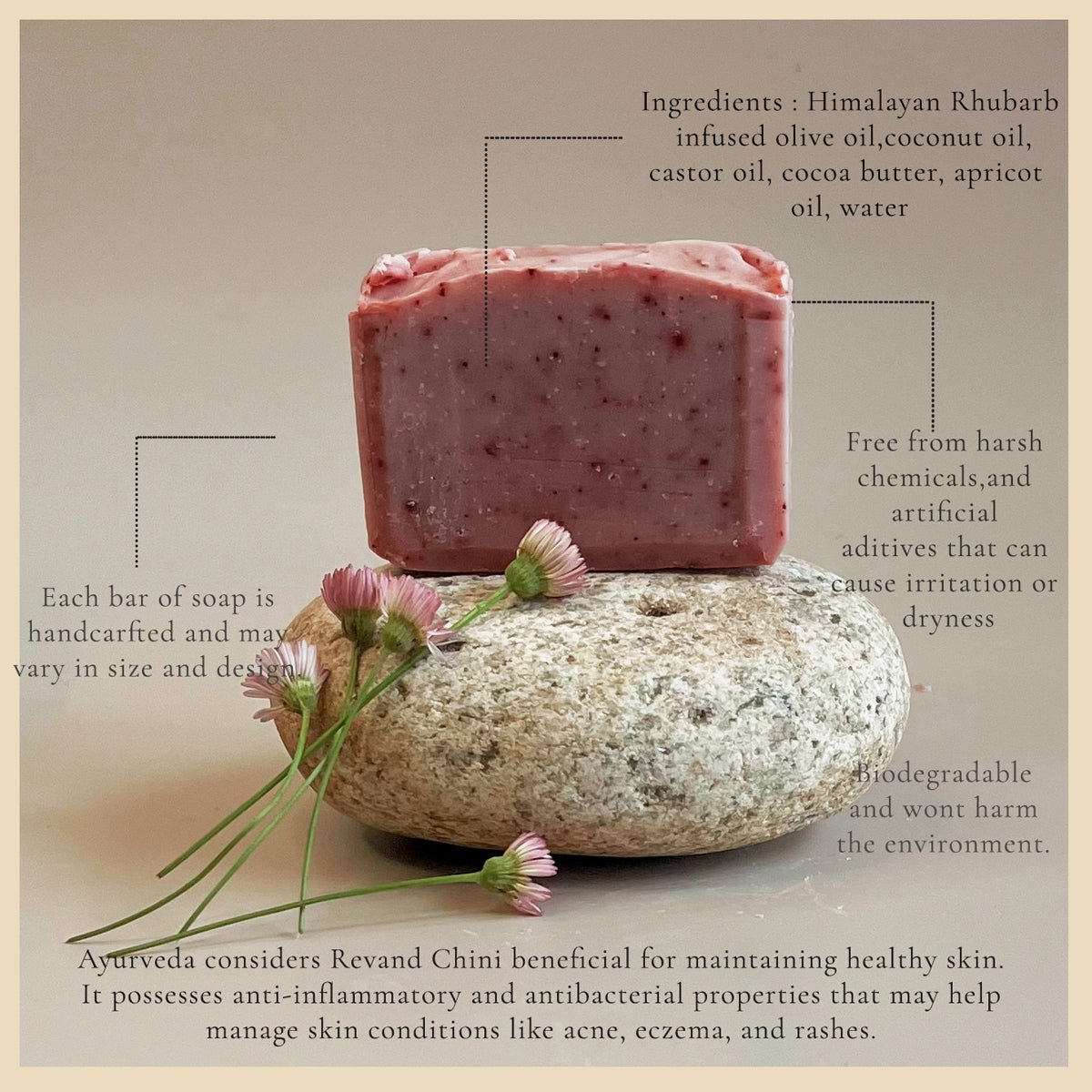 Pahadi Blush Cold Process Soap | Handmade Natural Skincare Bar – Body Soap on Brown Living™. SKU: LN-HR01. Img 3.