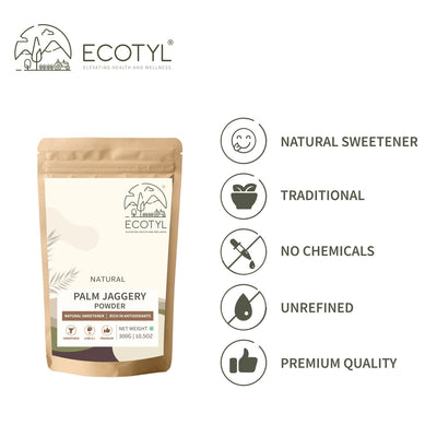 Palm Jaggery Powder | Natural Sweetener | Rich Caramel Taste | 300g – Honey & Syrups on Brown Living™. SKU: ECOTYL00065. Img 3.