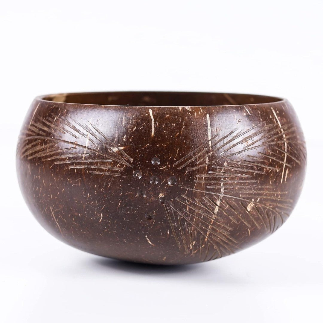 Palm Leaf Jumbo Coconut Bowl - 900 ML, 1 Bowl with Spoon and Fork – Serving Set on Brown Living™. SKU: 173 - 13435 - THENGA17. Img 4.