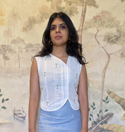 Palm Tree Hemp Crop Top - Super Cute & Breathable – Womens Top on Brown Living™. SKU: HPTTL. Img 1.