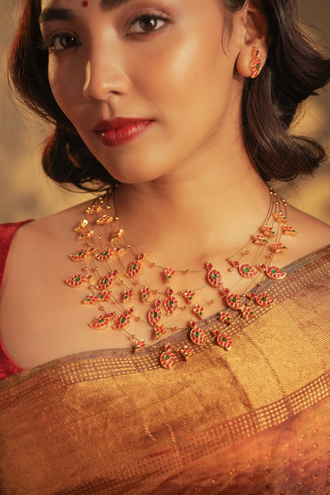 Pancha Maanga Cascade Necklace – Womens Necklaces on Brown Living™. SKU: SAR1015. Img 3.