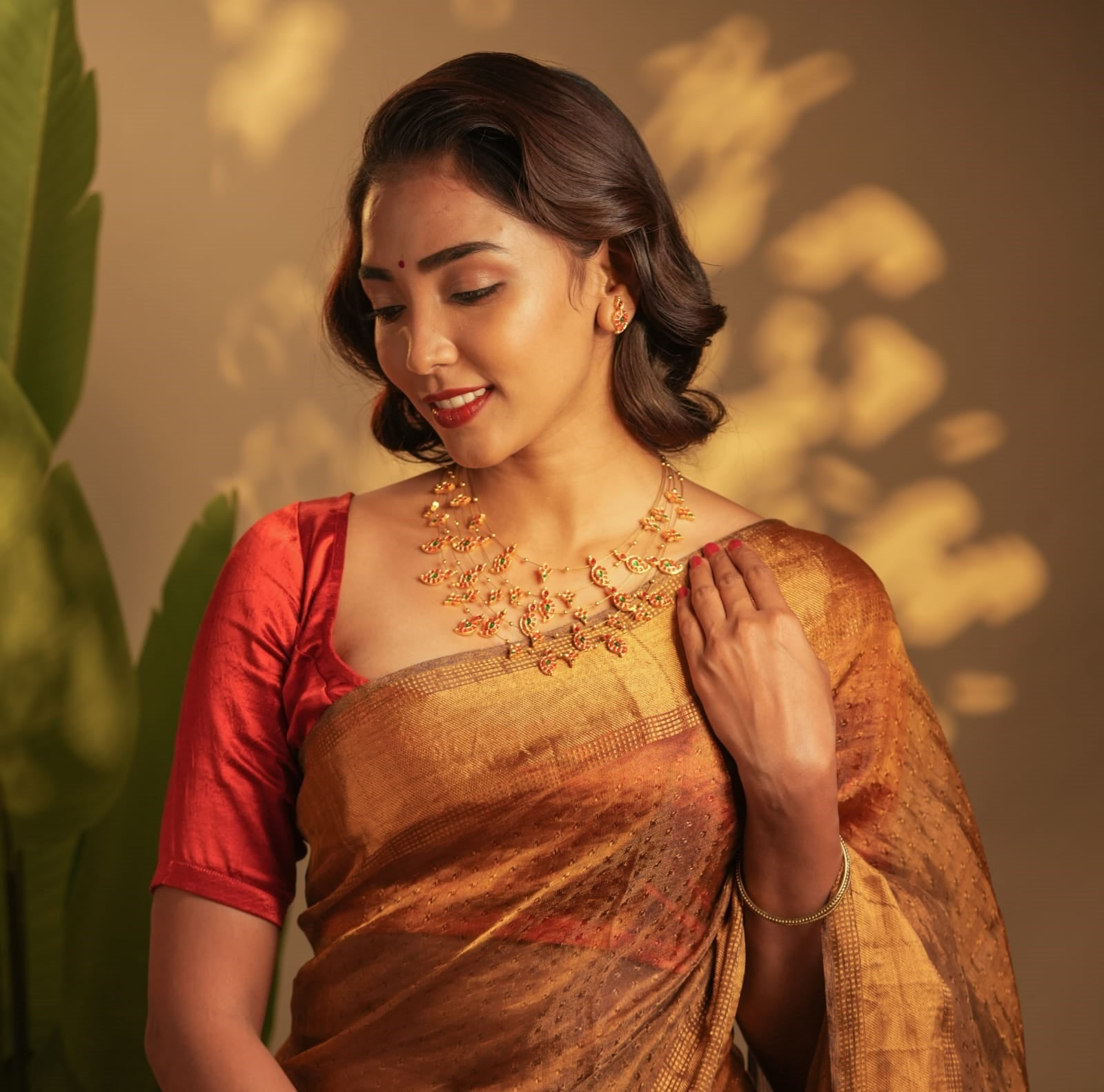 Pancha Maanga Cascade Necklace – Womens Necklaces on Brown Living™. SKU: SAR1015. Img 4.