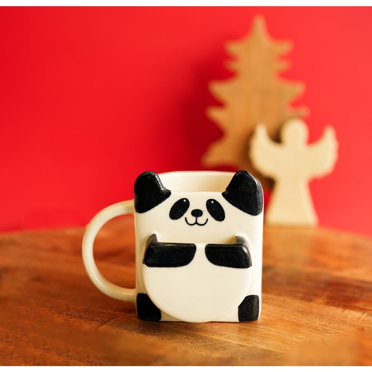Panda Biscuit Pocket Mug – Cute Ceramic Mug with Biscuit Holder – Mugs on Brown Living™. SKU: S - 409. Img 7.