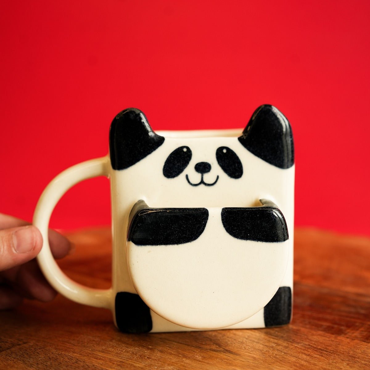 Panda Biscuit Pocket Mug – Cute Ceramic Mug with Biscuit Holder – Mugs on Brown Living™. SKU: S - 409. Img 5.