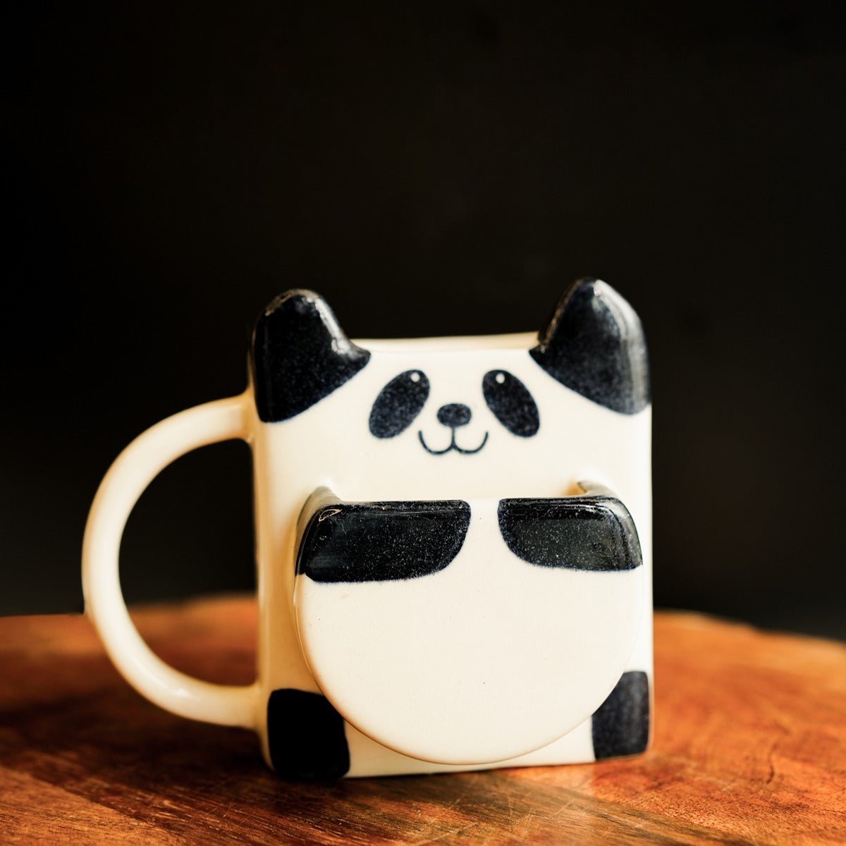 Panda Biscuit Pocket Mug – Cute Ceramic Mug with Biscuit Holder – Mugs on Brown Living™. SKU: S - 409. Img 2.