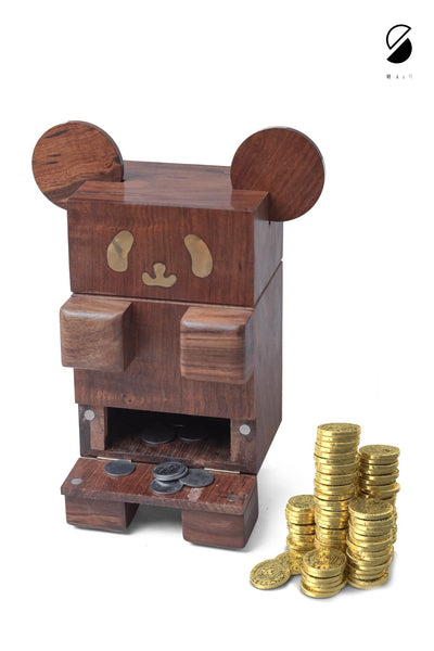 Panda Piggy Bank | Cute Wooden Coin Saving Box for Kids & Home Decor – Piggy Banks & Money Jars on Brown Living™. SKU: PBP. Img 2.