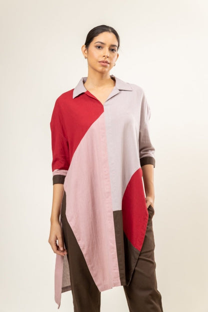 Panelled Blake Upcycled Cotton Tunic | Verified Sustainable by Brown Living™