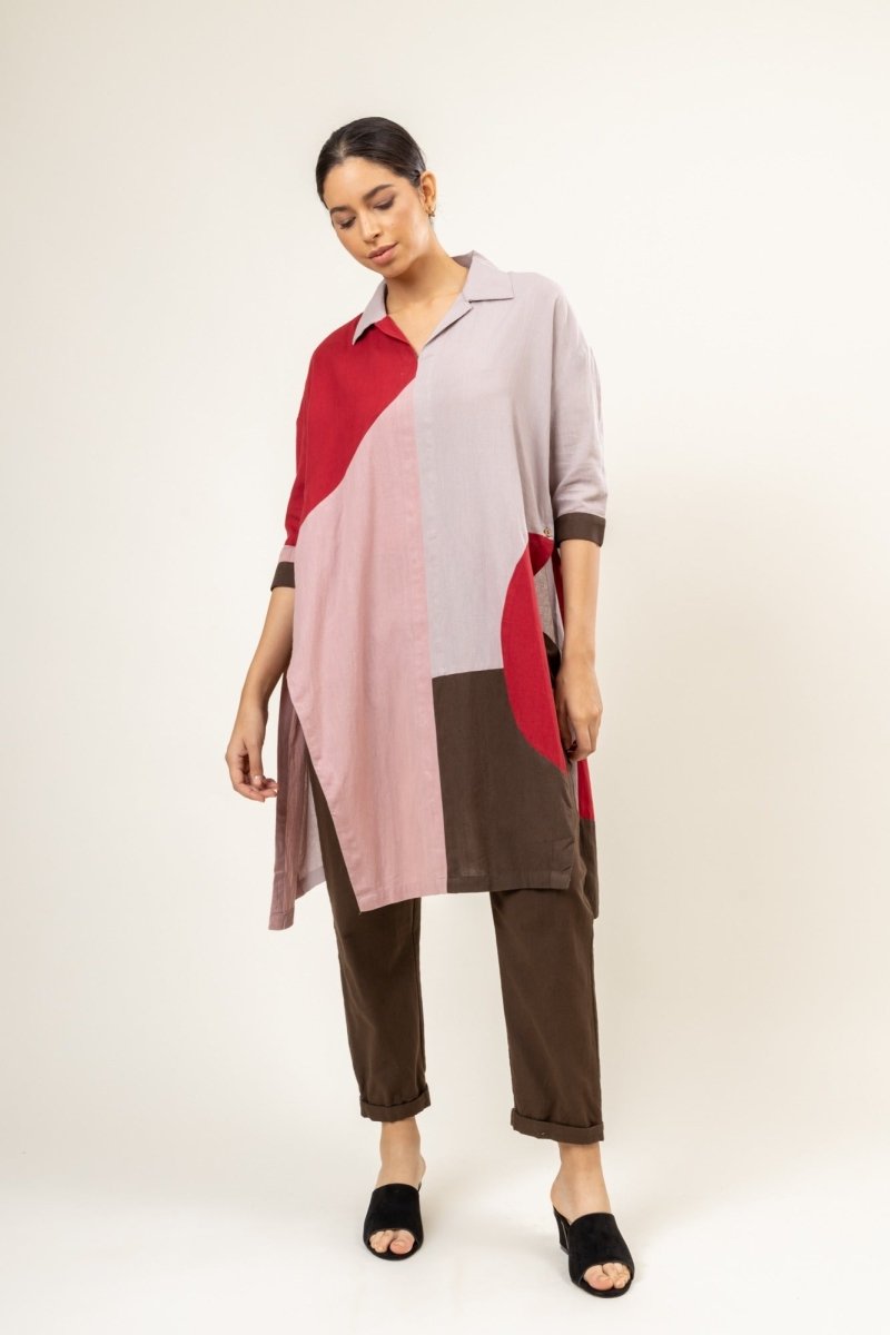 Panelled Blake Upcycled Cotton Tunic | Verified Sustainable by Brown Living™