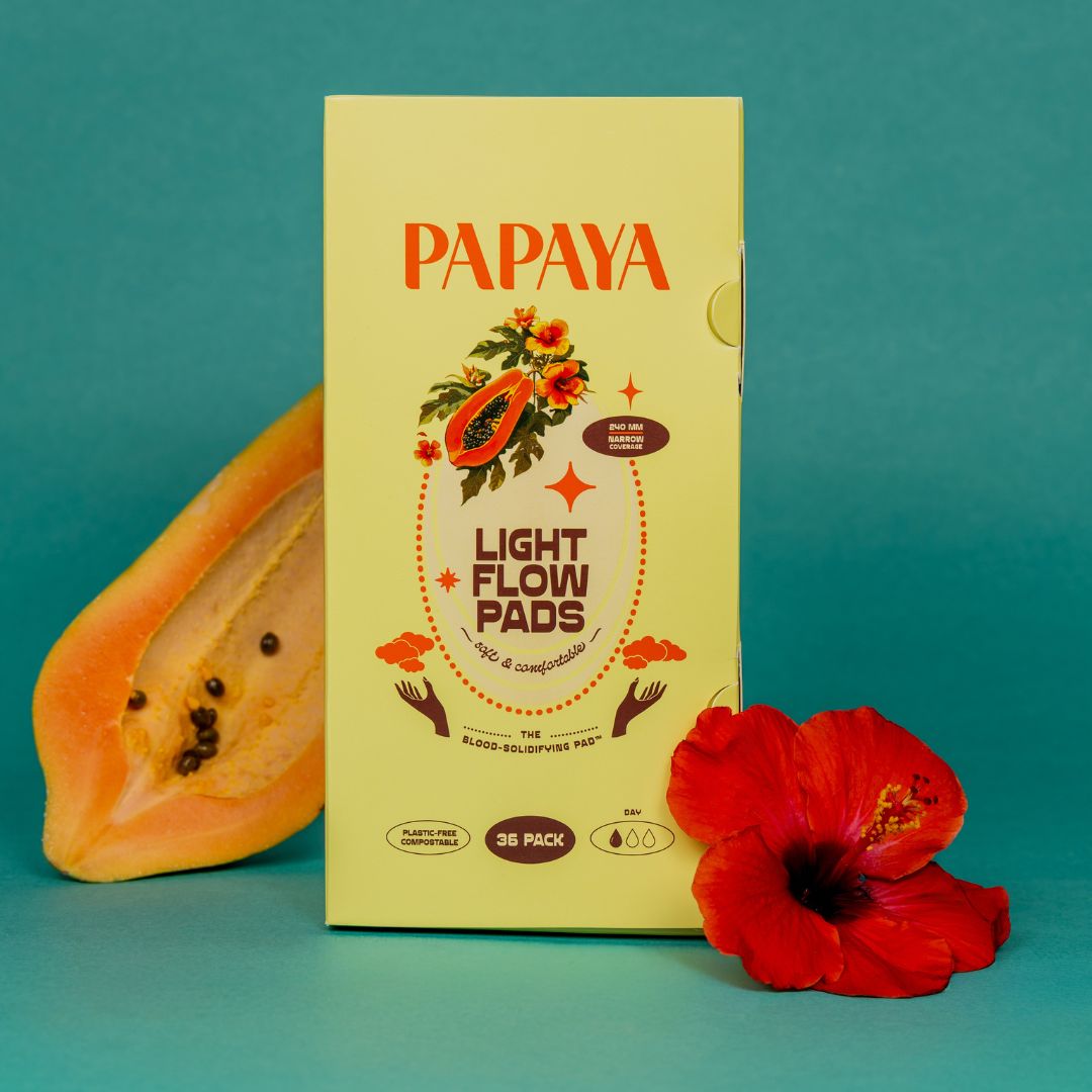 Papaya Light Flow Menstrual Pad Pack Of 36 | Soft & Comfortable – Sanitary Pad on Brown Living™. SKU: PPLF36. Img 1.