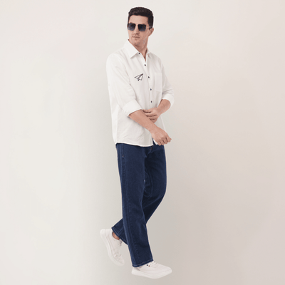 Paper Plane | Embroidery | Hemp Cotton Sustainable Shirt | Men – Men Shirt on Brown Living™. SKU: PaperPlane-S. Img 2.