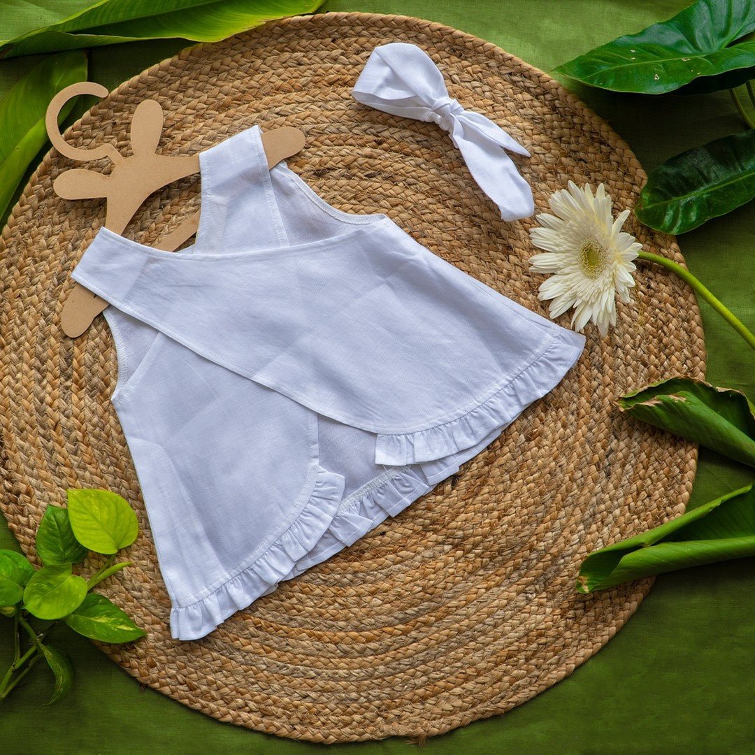Paradise Bird White Top for Baby Girls Soft & Breathable – Kids Frocks & Dresses on Brown Living™. SKU: ARN007_0-3. Img 3.