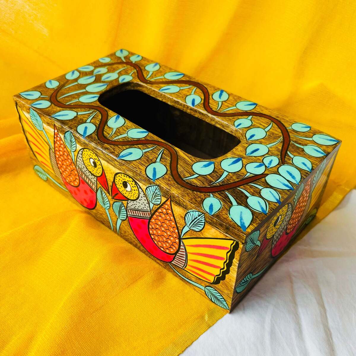 Parinda Handcrafted Mango Wood Tissue Box | Verified Sustainable by Brown Living™