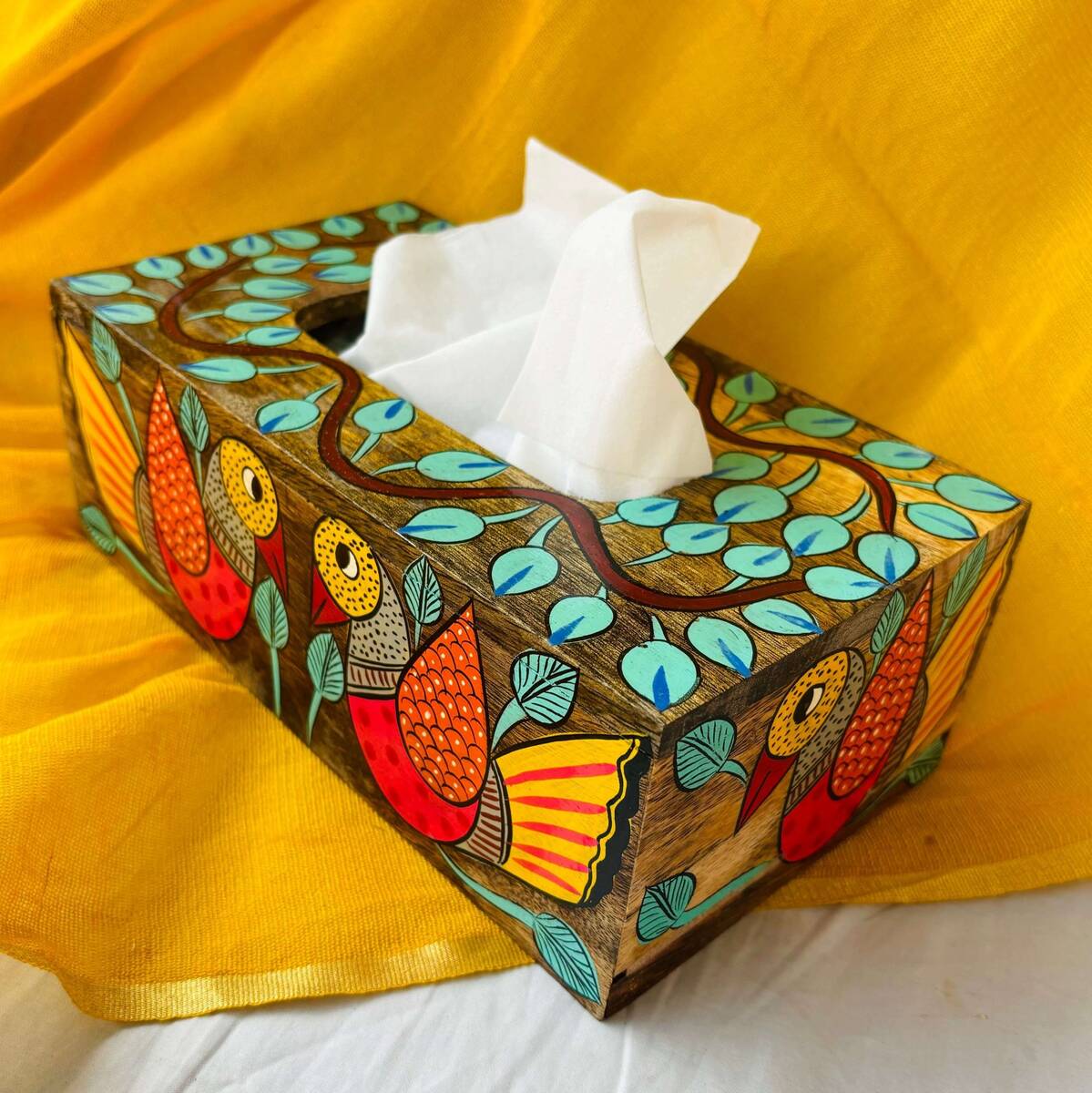 Parinda Handcrafted Mango Wood Tissue Box | Verified Sustainable by Brown Living™