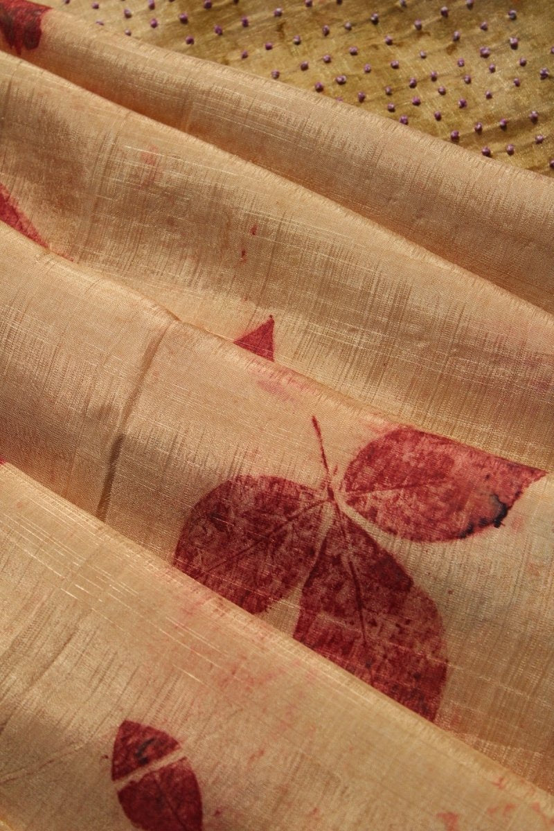 Parvati - Silk Banana Saree - Pious Bilipatra & French Knots - Multi | Verified Sustainable by Brown Living™