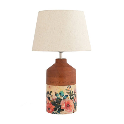 Pastel Flora Night Lamp | Handcrafted Mango Wood Table Lamp | Verified Sustainable by Brown Living™