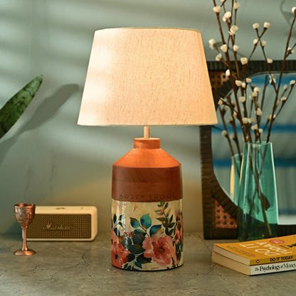 Pastel Flora Night Lamp | Handcrafted Mango Wood Table Lamp | Verified Sustainable by Brown Living™