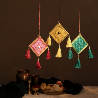 Patang Handcrafted Bamboo Door Hanging – Set of 3 for Festive Decor – Home Decor on Brown Living™. SKU: BTDE - 724Y. Img 1.