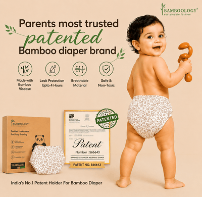Patented Bamboo Leak-proof Reusable Baby / kids Diaper | Pack of 2 – Baby Diapers on Brown Living™. SKU: KIDS-DIAPER-3-TO-6--MONTH-BEIG. Img 1.