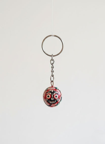 Pattachitra Supari Keychain - Handcrafted Wooden Keyring – Travel Accessories on Brown Living™. SKU: PTWBPKSMMC01. Img 1.