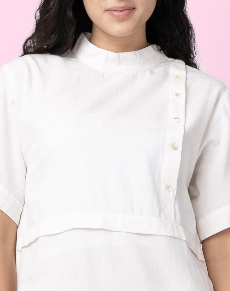 Patti - Sheath Dress – Womens Dress by Phuhar's available on Brown Living™. Natural Xs. SKU: pH1411. Img 3.