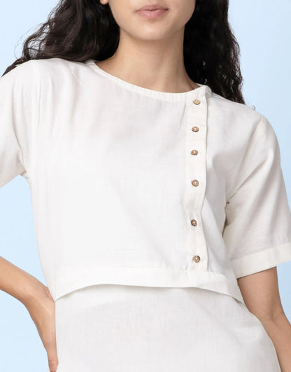 Paty – Handwoven Cotton Linen Sheath Dress – Womens Dress by Phuhar's available on Brown Living™. Natural Xs. SKU: pH1361. Img 14.