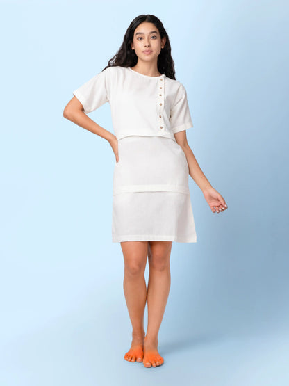 Paty – Handwoven Cotton Linen Sheath Dress – Womens Dress by Phuhar's available on Brown Living™. Natural Xs. SKU: pH1361. Img 12.