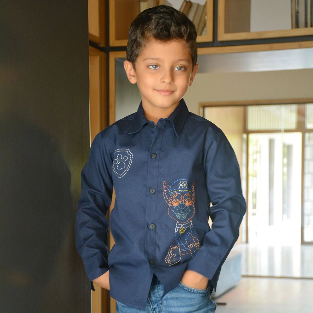 Paw Patrol Embroidered Cotton Shirt – Kids Shirts on Brown Living™. SKU: PPES - 1. Img 5.