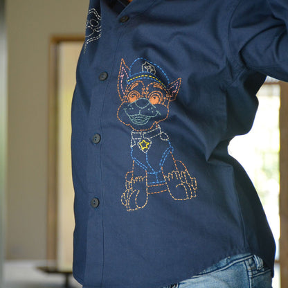 Paw Patrol Embroidered Cotton Shirt – Kids Shirts on Brown Living™. SKU: PPES - 1. Img 8.