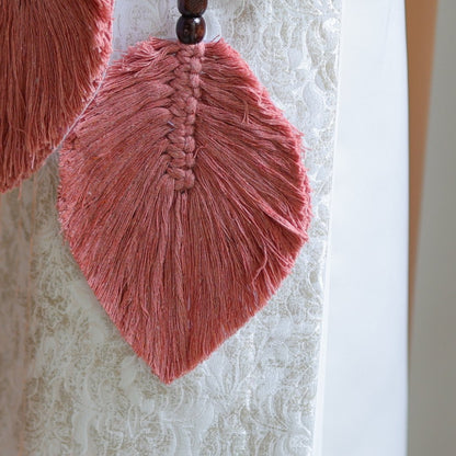 Peach Macrame Leaf Curtain Ties | Verified Sustainable by Brown Living™