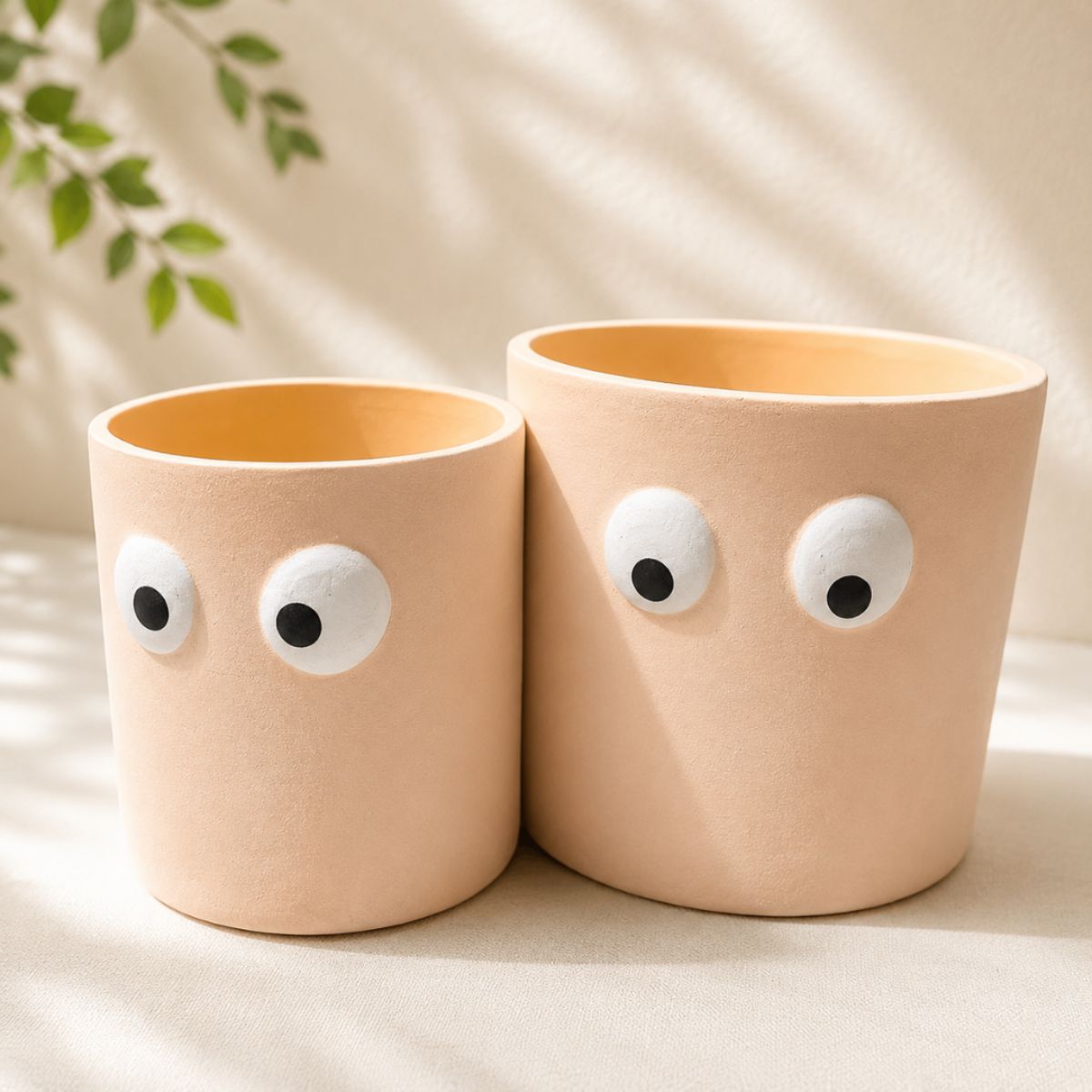 Peach Muse Face Planter Set of 2 | Decorative Planters – Ceramic Planter on Brown Living™. SKU: D-475. Img 4.