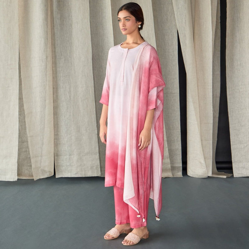 Peach Ombre Linen Kurta Set | Verified Sustainable by Brown Living™