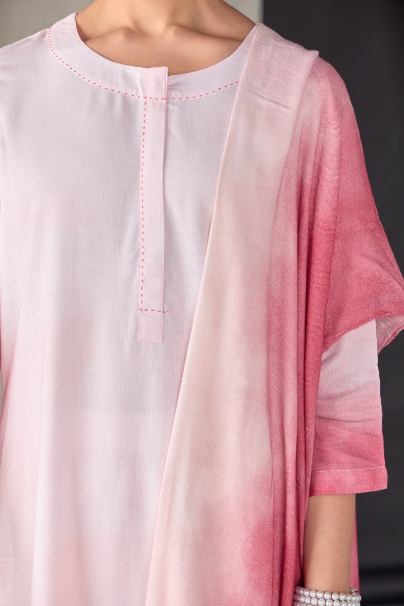 Peach Ombre Linen Kurta Set | Verified Sustainable by Brown Living™