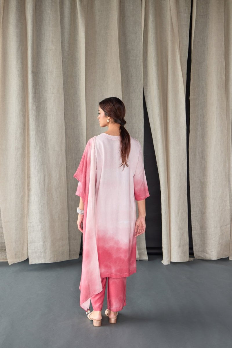 Peach Ombre Linen Kurta Set | Verified Sustainable by Brown Living™