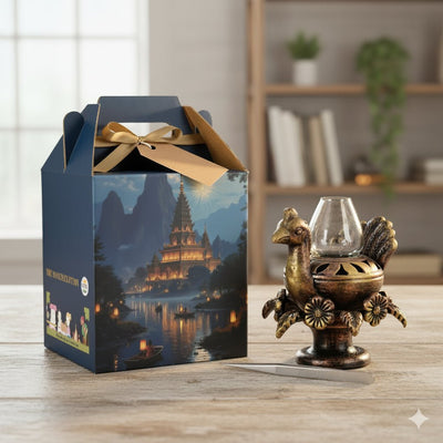 Peacock Akand Jyot Diya – Ethnic Decorative Lighting – Home Decor on Brown Living™. SKU: D28. Img 8.