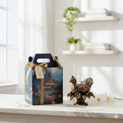 Peacock Akand Jyot Diya – Ethnic Decorative Lighting – Home Decor on Brown Living™. SKU: D28. Img 12.