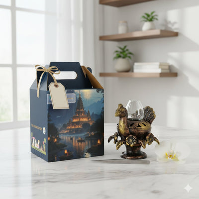 Peacock Akand Jyot Diya – Ethnic Decorative Lighting – Home Decor on Brown Living™. SKU: D28. Img 10.