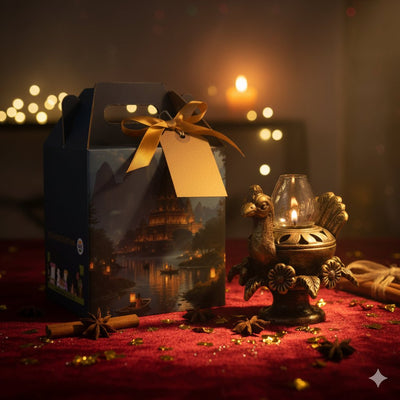 Peacock Akand Jyot Diya – Ethnic Decorative Lighting – Home Decor on Brown Living™. SKU: D28. Img 13.