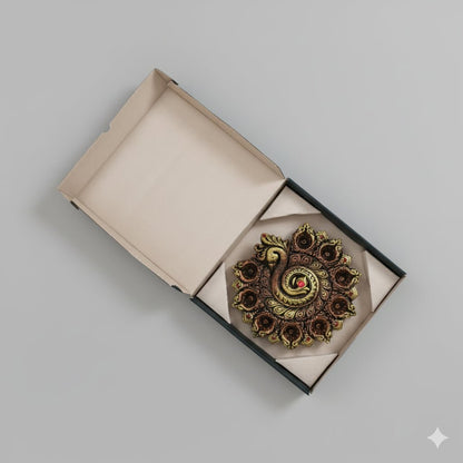 Peacock Design 9 - Diya Platter – Vibrant Diwali Home Accent – Home Decor on Brown Living™. SKU: D82. Img 8.