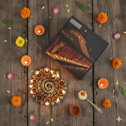 Peacock Design 9 - Diya Platter – Vibrant Diwali Home Accent – Home Decor on Brown Living™. SKU: D82. Img 7.