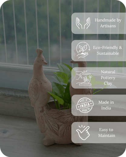 Peacock Earthen Planter – Pots & Planters by Swadeh available on Brown Living™. . SKU: A0_plt_0055n. Img 3.