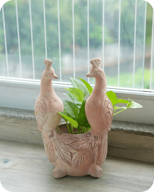 Peacock Earthen Planter – Pots & Planters by Swadeh available on Brown Living™. . SKU: A0_plt_0055n. Img 1.