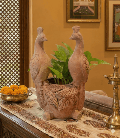 Peacock Handcrafted Bird Themed Clay Planter – Pots & Planters on Brown Living™. SKU: A0_plt_0055n. Img 5.