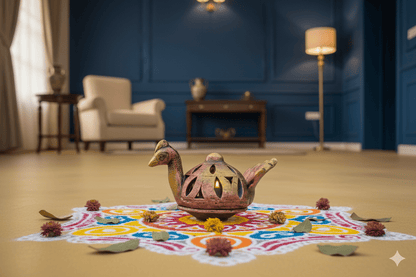 Peacock Table Shade Lamp - Diwali Decoration & Festival Lighting – Home Decor on Brown Living™. SKU: D52. Img 5.