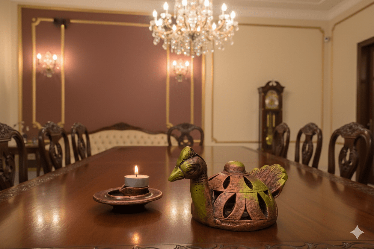 Peacock Table Shade Lamp - Diwali Decoration & Festival Lighting – Home Decor on Brown Living™. SKU: D52. Img 1.