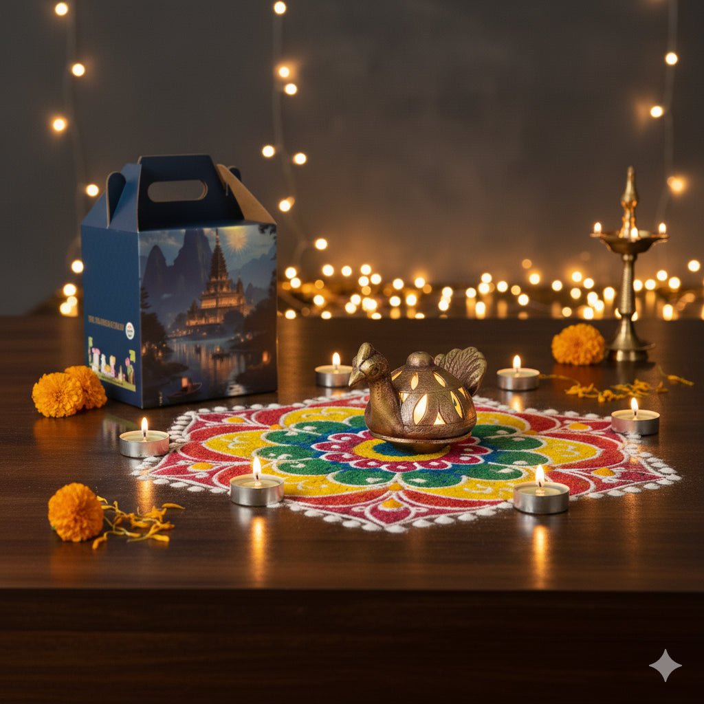 Peacock Table Shade Lamp - Diwali Decoration & Festival Lighting – Home Decor on Brown Living™. SKU: D52. Img 7.