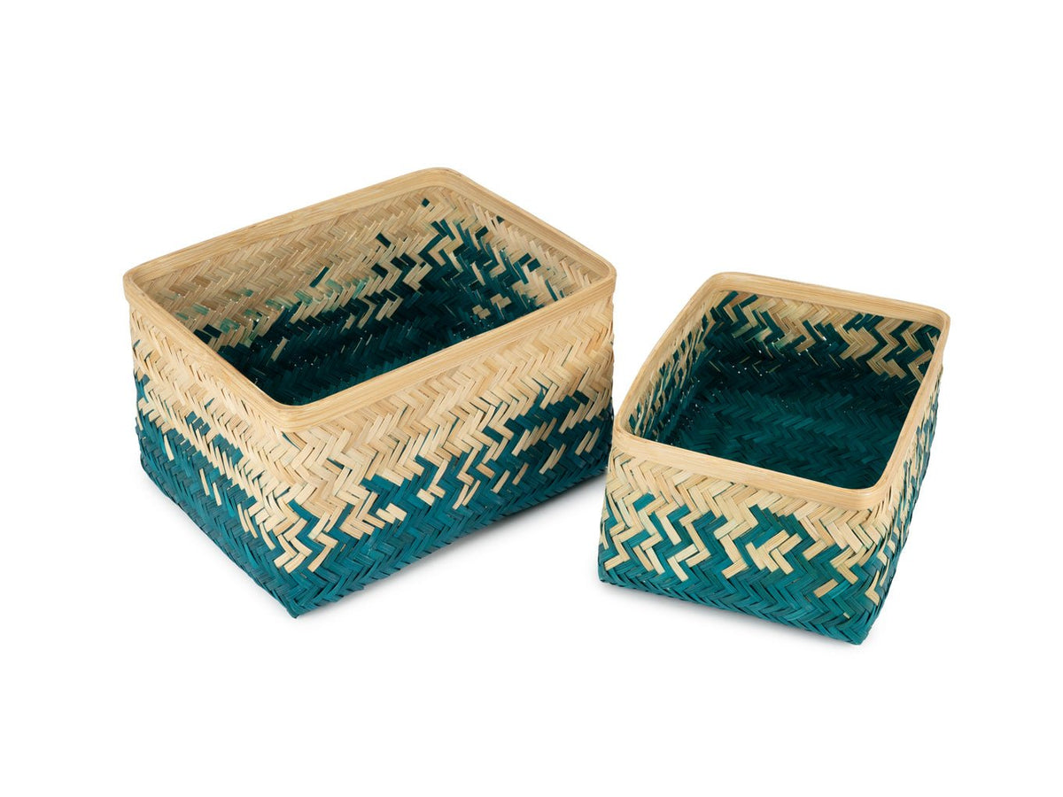 Pearl Handcrafted Bamboo Tray - Set of 2 – Trays & Platters on Brown Living™. SKU: BT-2653. Img 2.