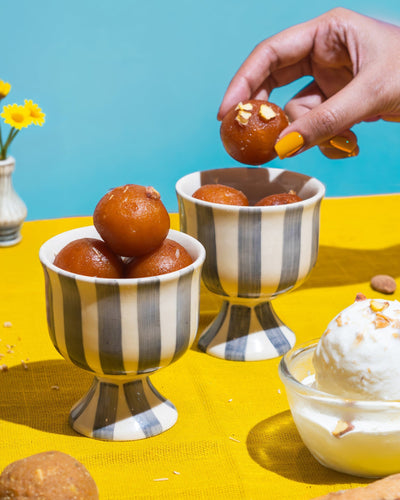 Pebble Dessert Cups Set of 2 | Stylish Glassware for Desserts – Serving Set on Brown Living™. SKU: MS-SRV-0022. Img 1.
