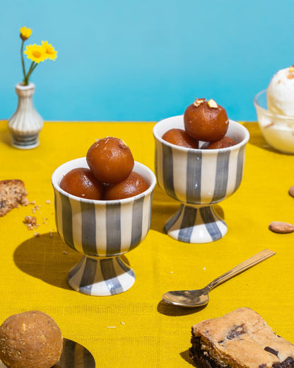 Pebble Dessert Cups Set of 2 | Stylish Glassware for Desserts – Serving Set on Brown Living™. SKU: MS-SRV-0022. Img 2.