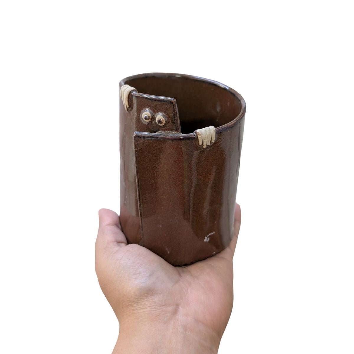 Peek - a - Boo Ceramic Organizer: Adorable Storage Solution – Home Decor by Solar Crafts available on Brown Living™. Brown Lage. SKU: PAB - LG - Brown. Img 14.
