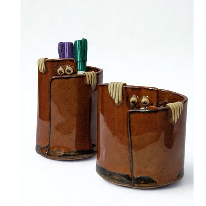 Peek - a - Boo Ceramic Organizer: Adorable Storage Solution – Home Decor by Solar Crafts available on Brown Living™. Peach Small. SKU: PAB - SM - Peach. Img 5.